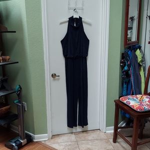 Women's Plus Size Navy Glitter Sleeveless Jumpsuit Size 20W
